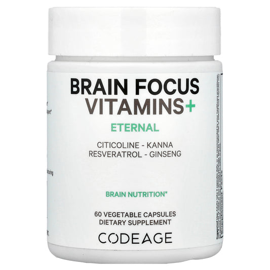Codeage, Brain Focus Vitamins+, 60 Vegetable Capsules