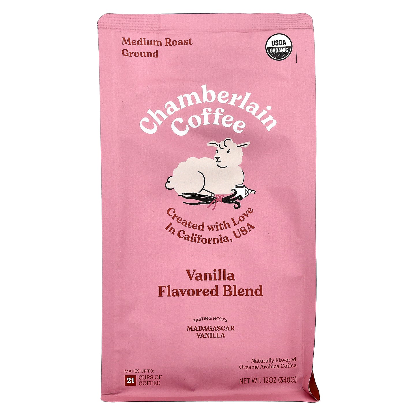Chamberlain Coffee, Organic Arabica Coffee, Vanilla, Ground, Medium Roast, 12 oz (340 g)