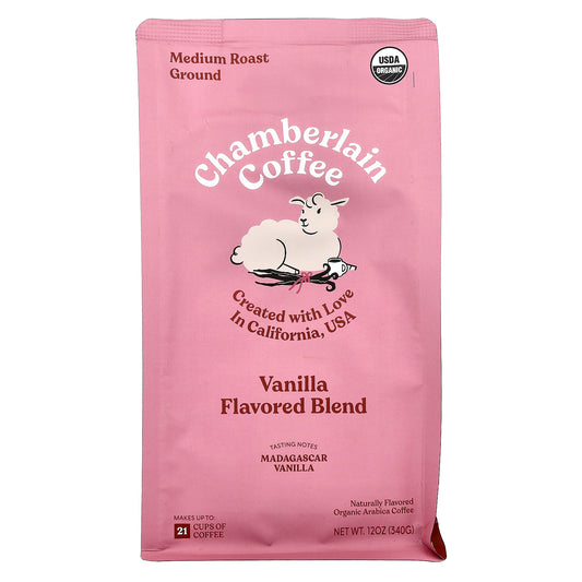 Chamberlain Coffee, Organic Arabica Coffee, Vanilla, Ground, Medium Roast, 12 oz (340 g)