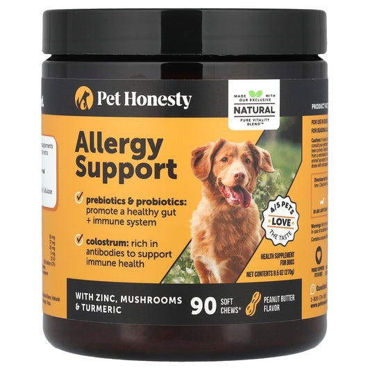 Pet Honesty, Allergy Support, For Dogs, Peanut Butter, 90 Soft Chews, 9.5 oz (270 g)