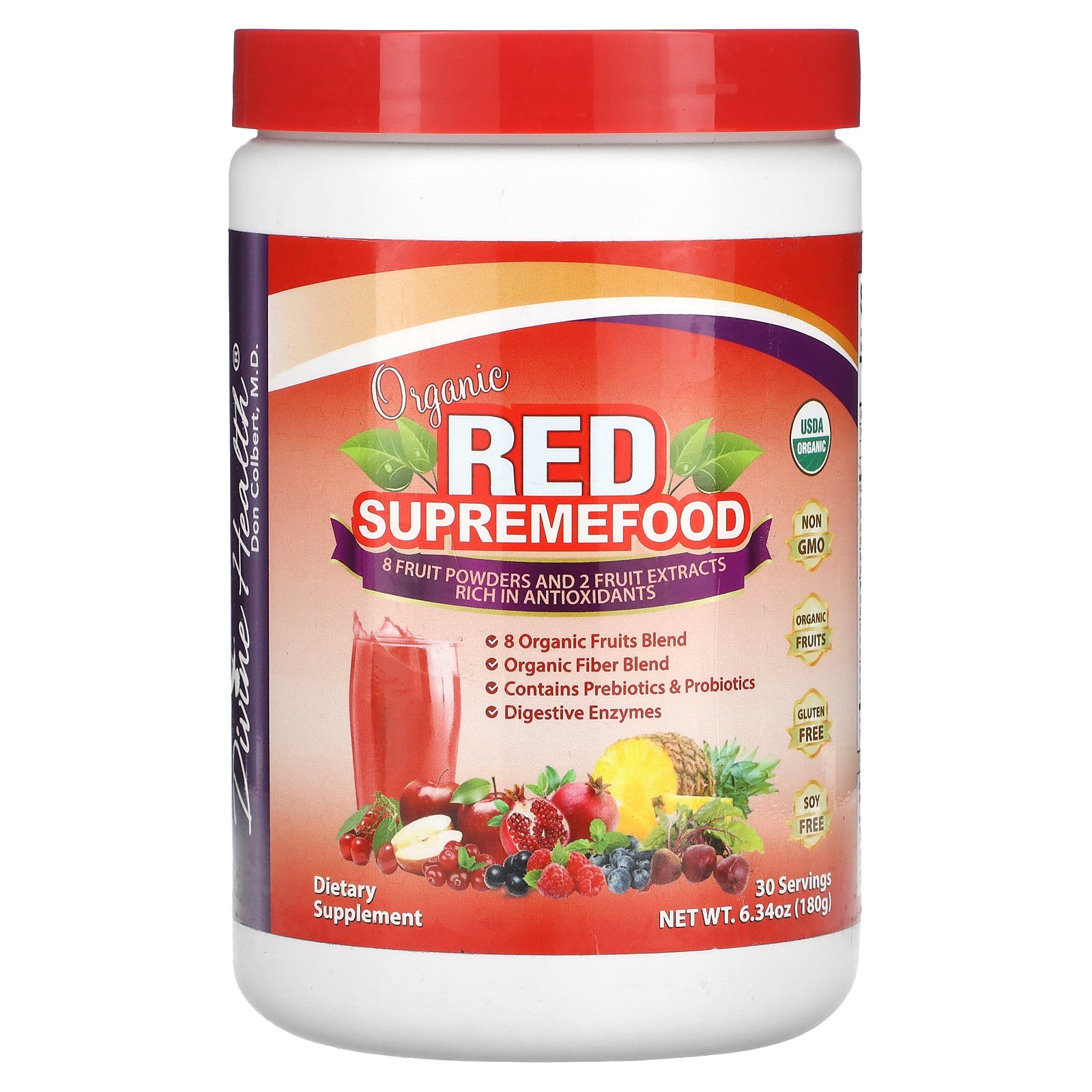 Divine Health, Organic Red Supremefood, Mixed Berry, 6.34 oz (180 g)