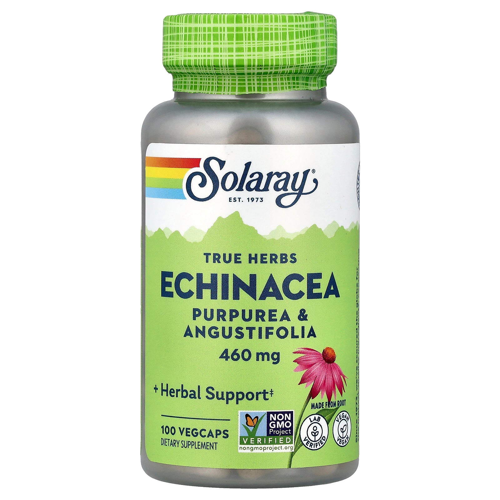 Solaray, True Herbs, Echinacea, Purpurea & Angustifolia, 460 mg, 100 VegCaps