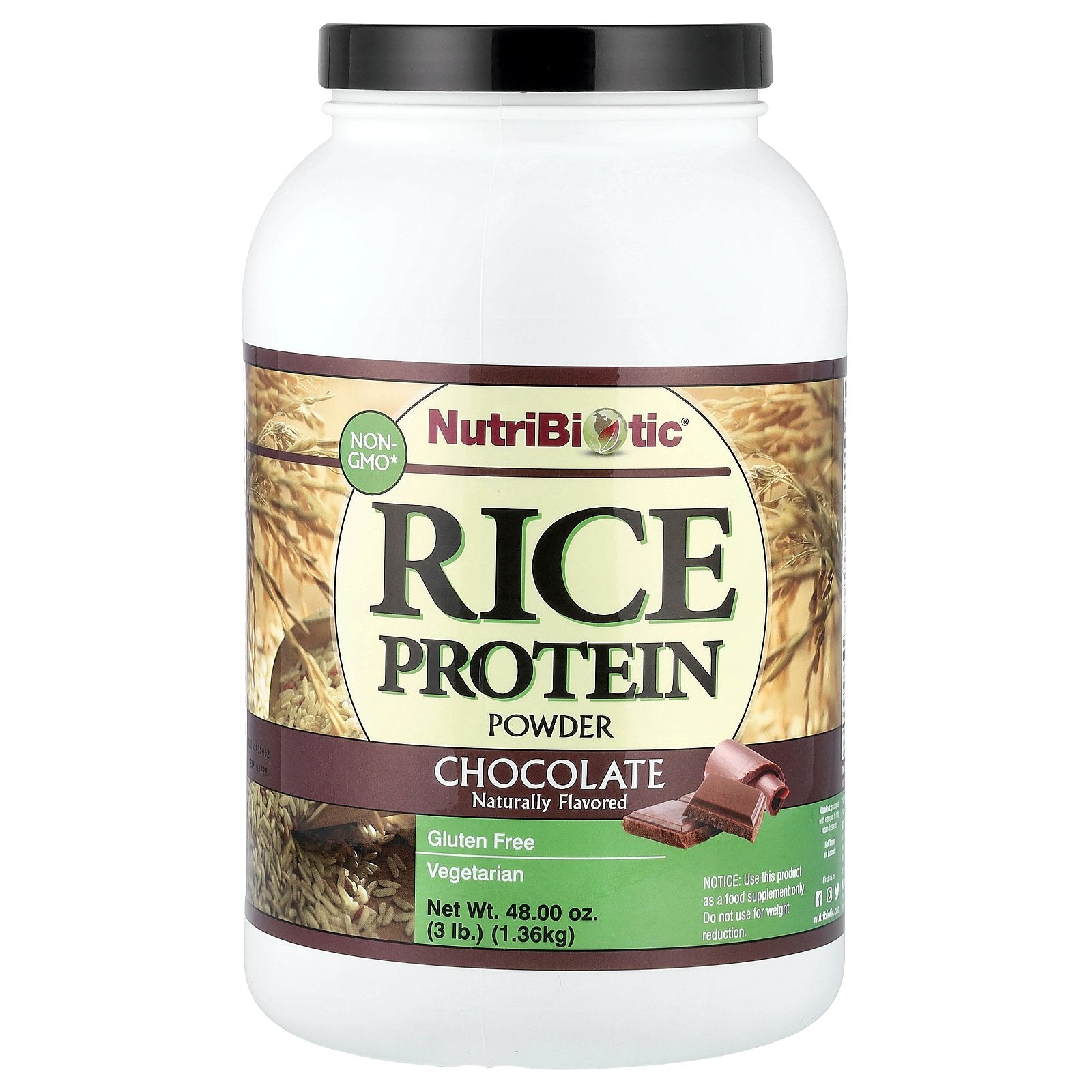 NutriBiotic, Rice Protein Powder, Chocolate, 3 lb (1.36 kg)