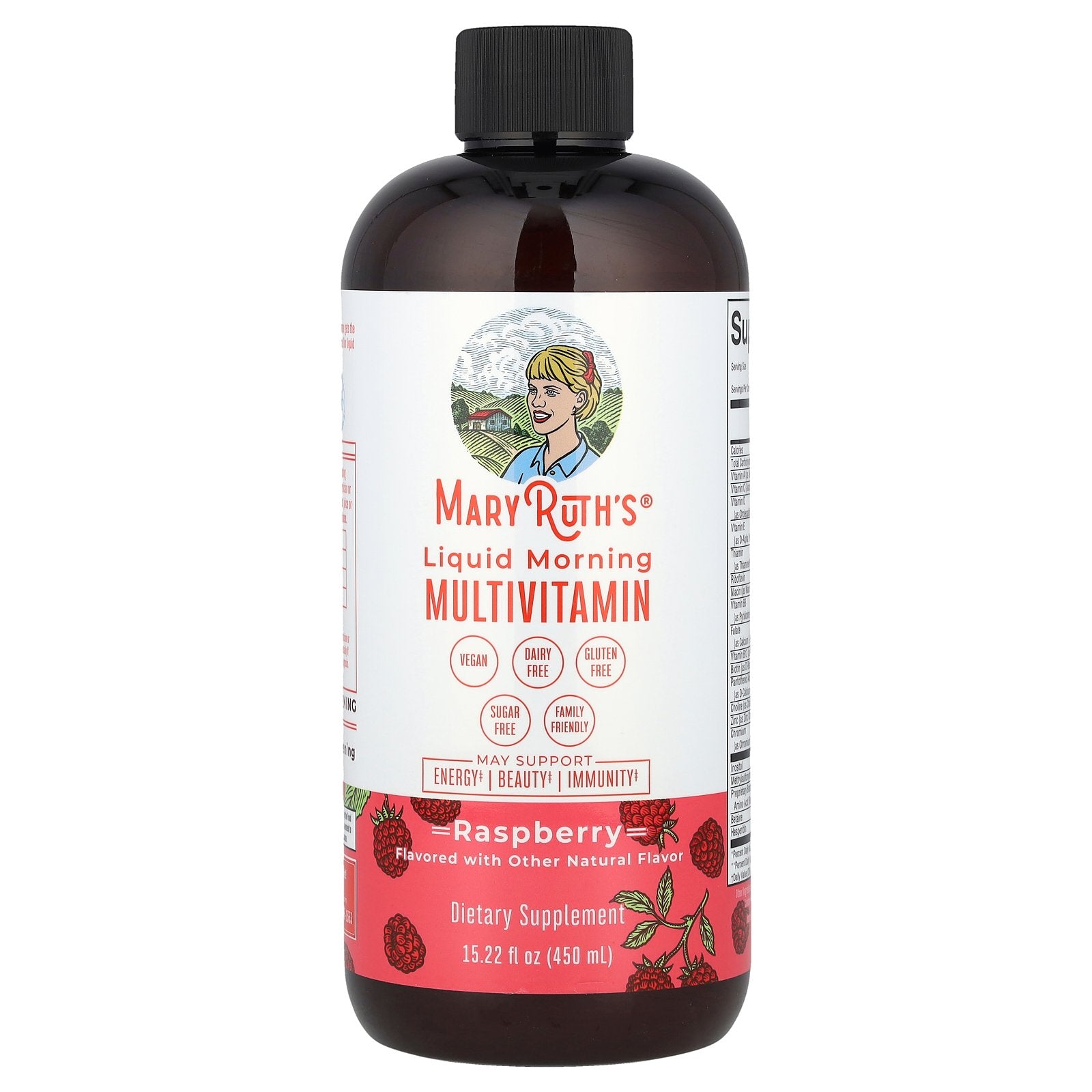 MaryRuth's, Liquid Morning Multivitamin, Raspberry, 15.22 fl oz (450 ml)