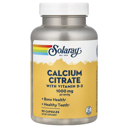 Solaray, Calcium Citrate with Vitamin D-3, 90 Capsules