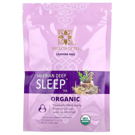 Secrets of Tea, Organic Valerian Deep Sleep™ Tea, Caffeine Free, 20 Tea Bags, 1.4 oz (40 g)