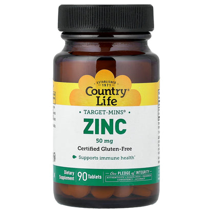 Country Life, Target-Mins®, Zinc, 50 mg, 90 Tablets