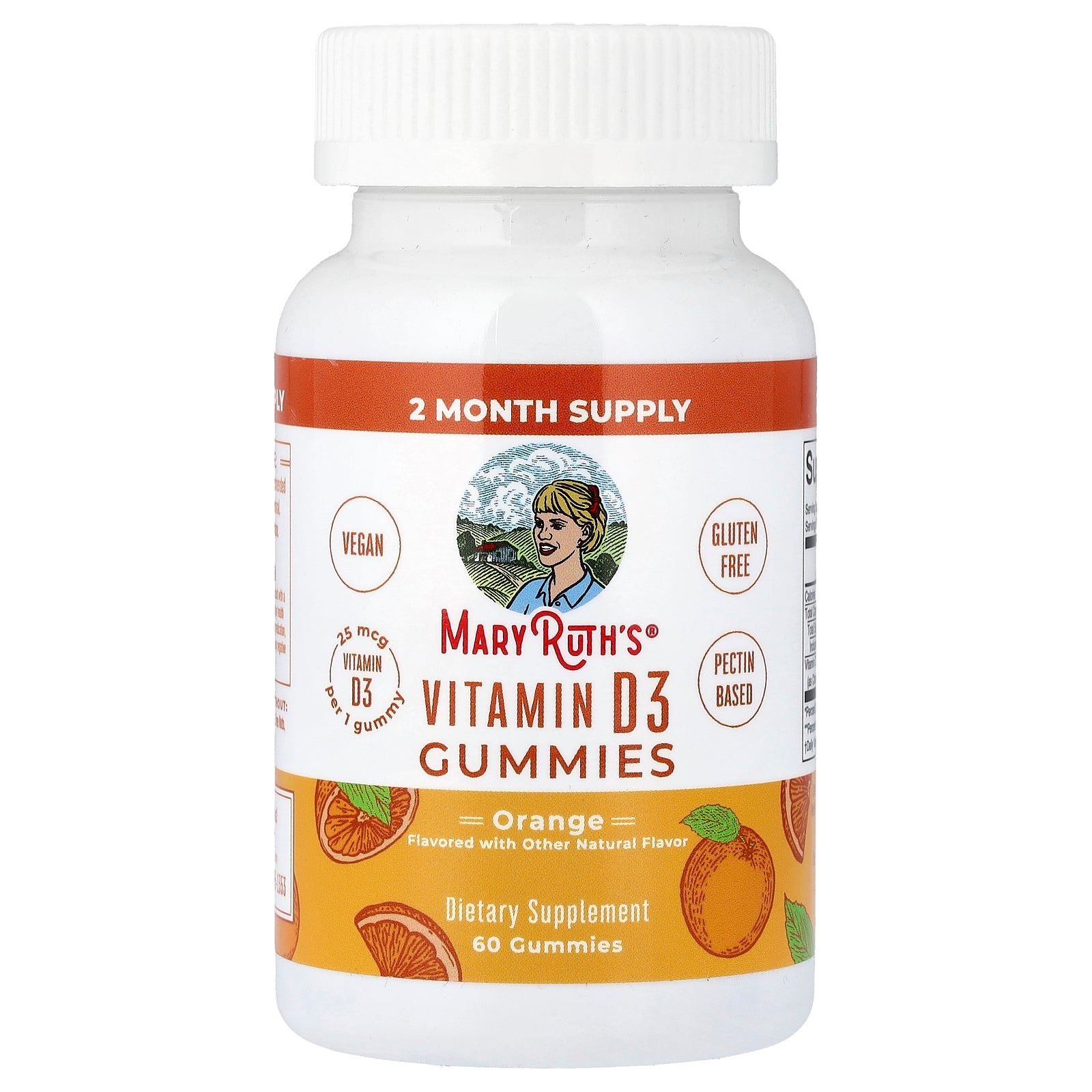 MaryRuth's, Vitamin D3 Gummies, Orange, 25 mcg, 60 Gummies