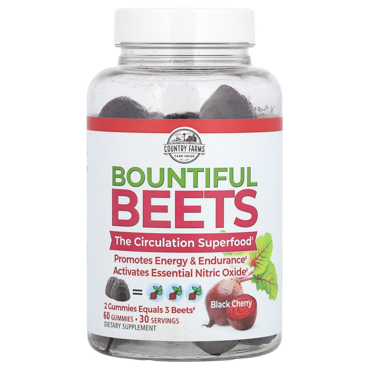 Country Farms, Bountiful Beets Gummies, Black Cherry, 60 Gummies