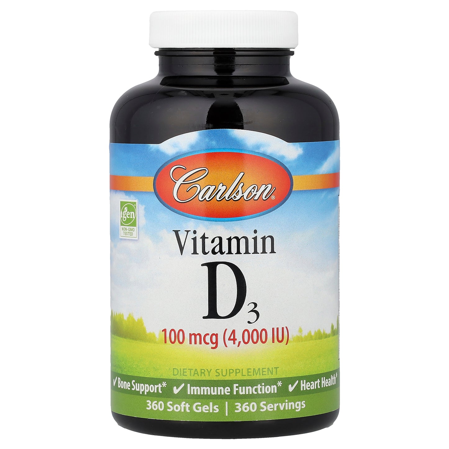 Carlson, Vitamin D3, 100 mcg (4,000 IU), 360 Soft Gels