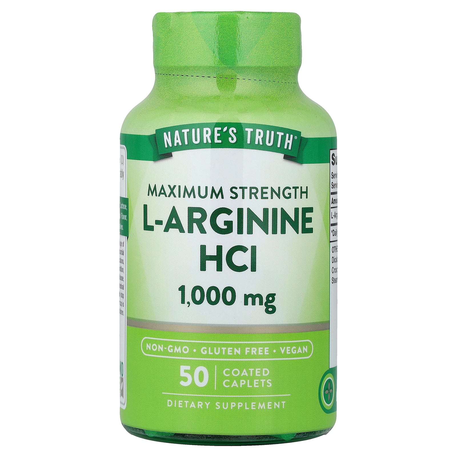 Nature's Truth, L-Arginine HCL, Maximum Strength, 1,000 mg, 50 Coated Caplets