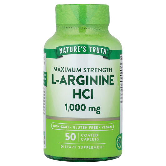 Nature's Truth, L-Arginine HCL, Maximum Strength, 1,000 mg, 50 Coated Caplets