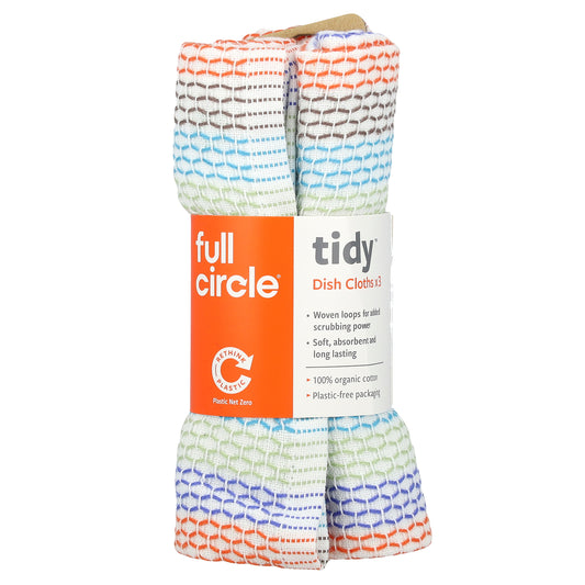 Full Circle, Tidy™ Dish Cloths, Multicolored, 3 Cloths