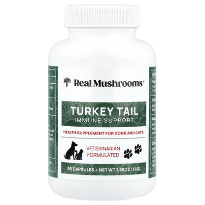 Real Mushrooms, Turkey Tail, Immune Support, For Dogs and Cats, 90 Capsules