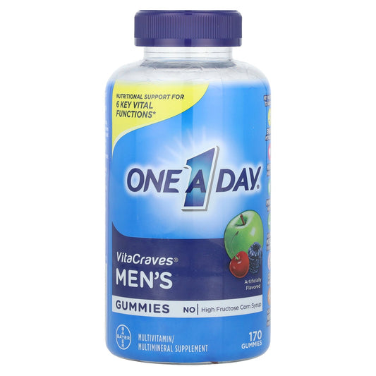 One-A-Day, VitaCraves®, Men's Multivitamin/Multimineral Supplement Gummies, 170 Gummies