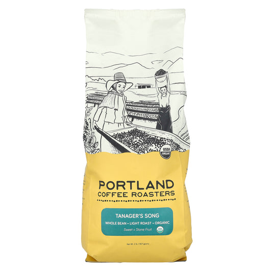 Portland Coffee Roasters, Organic Coffee, Whole Bean, Light Roast, Tanager's Song, 2 lbs (907 g)