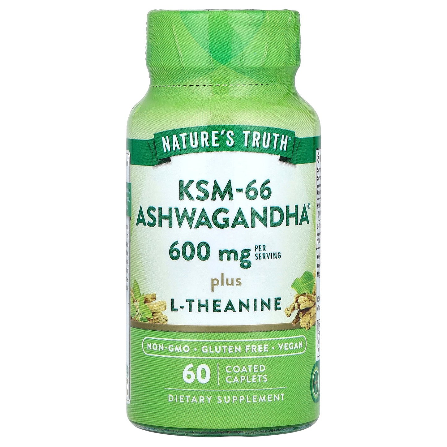 Nature's Truth, KSM-66 Ashwagandha Plus L-Theanine, 60 Coated Caplets