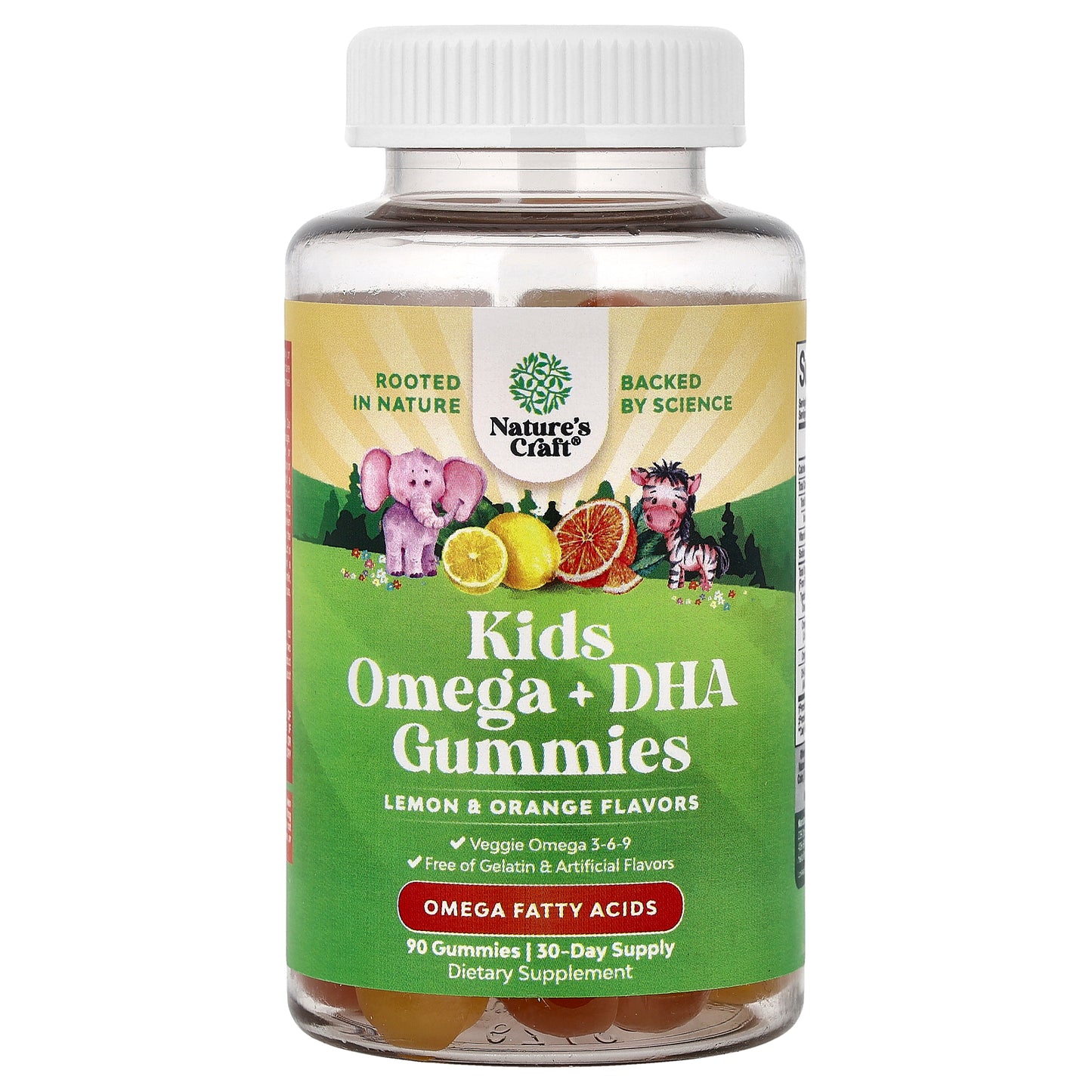 Nature's Craft, Kids Omega + DHA Gummies, Lemon & Orange, 90 Gummies