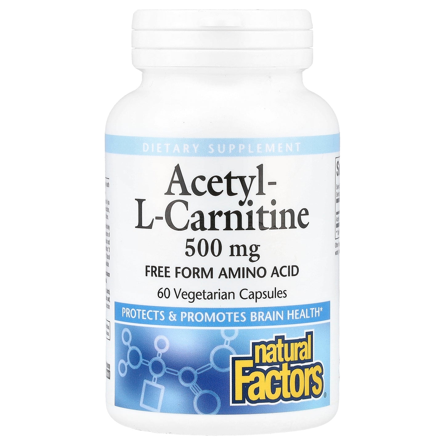 Natural Factors, Acetyl-L-Carnitine, 500 mg, 60 Vegetarian Capsules (250 mg Per Capsule)