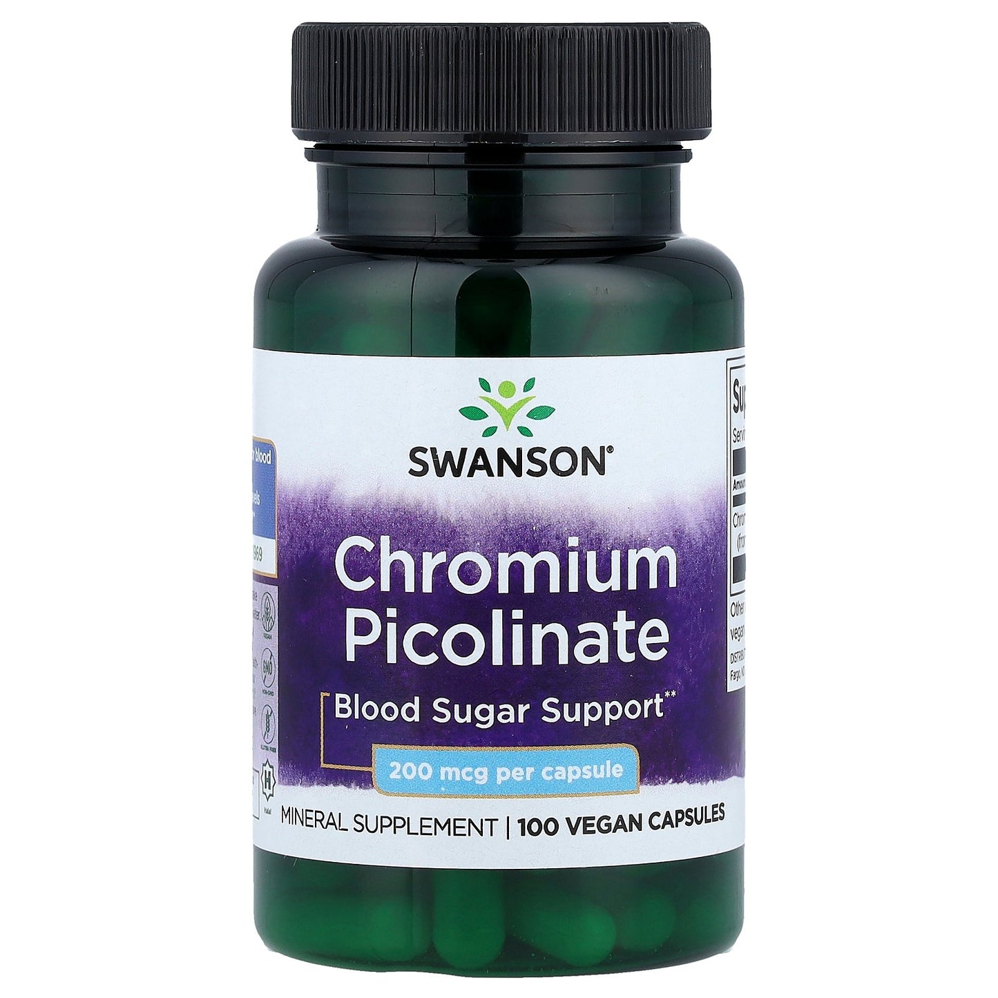 Swanson, Chromium Picolinate, 200 mcg, 100 Vegan Capsules