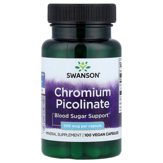 Swanson, Chromium Picolinate, 200 mcg, 100 Vegan Capsules