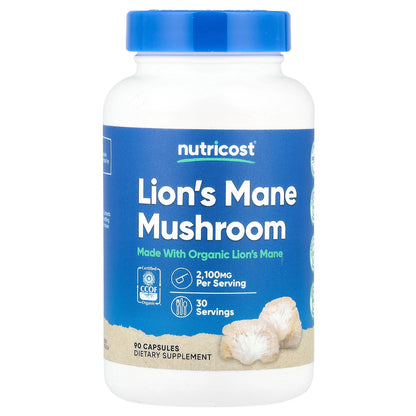 Nutricost, Lion's Mane Mushroom, 90 Capsules (700 mg per Capsule)