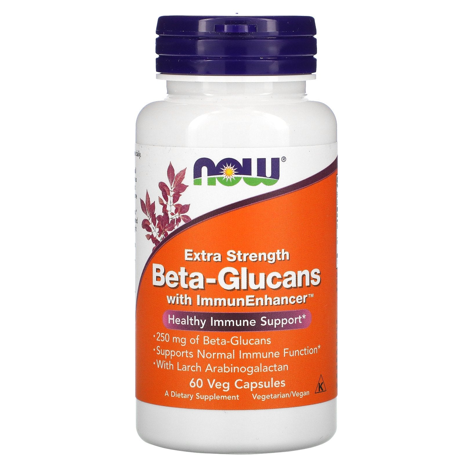 NOW Foods, Beta-Glucans, with ImmunEnhancer, Extra Strength, 250 mg, 60 Veg Capsules