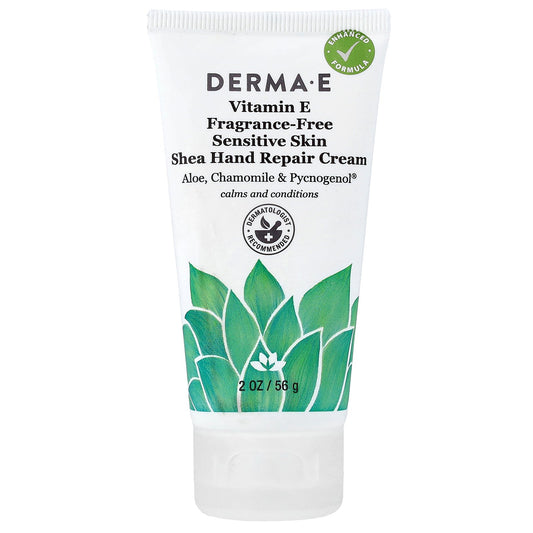 DERMA E, Shea Hand Repair Cream, Sensitive Skin, Fragrance-Free, 2 oz (56 g)