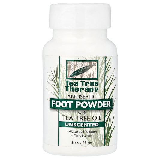 Tea Tree Therapy, Antiseptic Foot Powder with Tea Tree Oil, Unscented, 3 oz (85 gm)