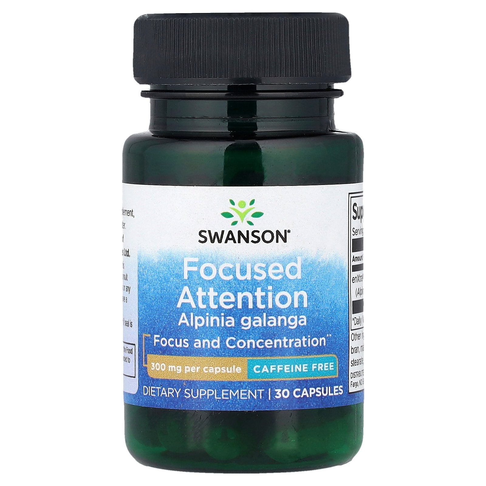 Swanson, Focused Attention Alpinia Galanga, Caffeine Free, 300 mg, 30 Capsules