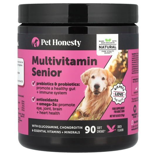 Pet Honesty, Multivitamin Senior, For Adult Dogs, Duck, 90 Soft Chews, 9.5 oz (270 g)