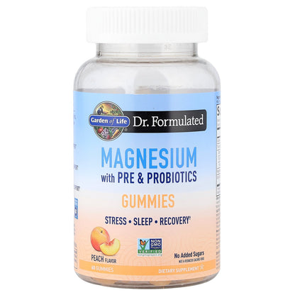 Garden of Life, Magnesium with Pre & Probiotics Gummies, Peach, 60 Gummies