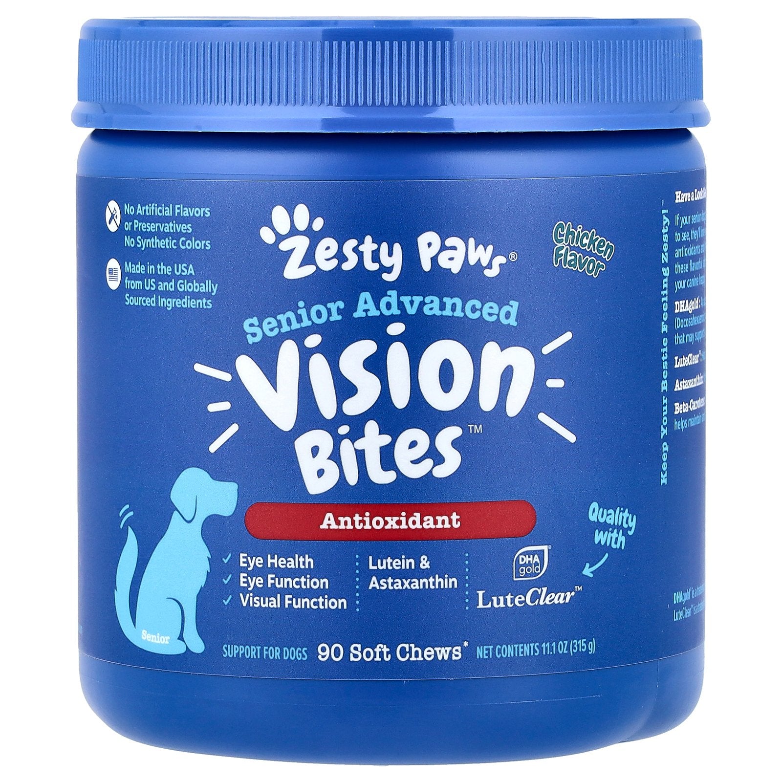 Zesty Paws, Senior Advanced, Vision Bites™, For Dogs, Chicken, 90 Soft Chews, 11.1 oz (315 g)