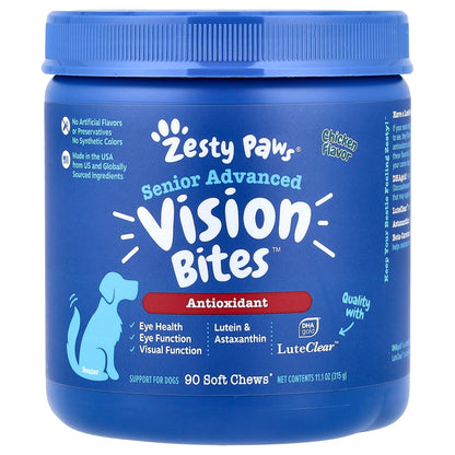 Zesty Paws, Senior Advanced, Vision Bites™, For Dogs, Chicken, 90 Soft Chews, 11.1 oz (315 g)