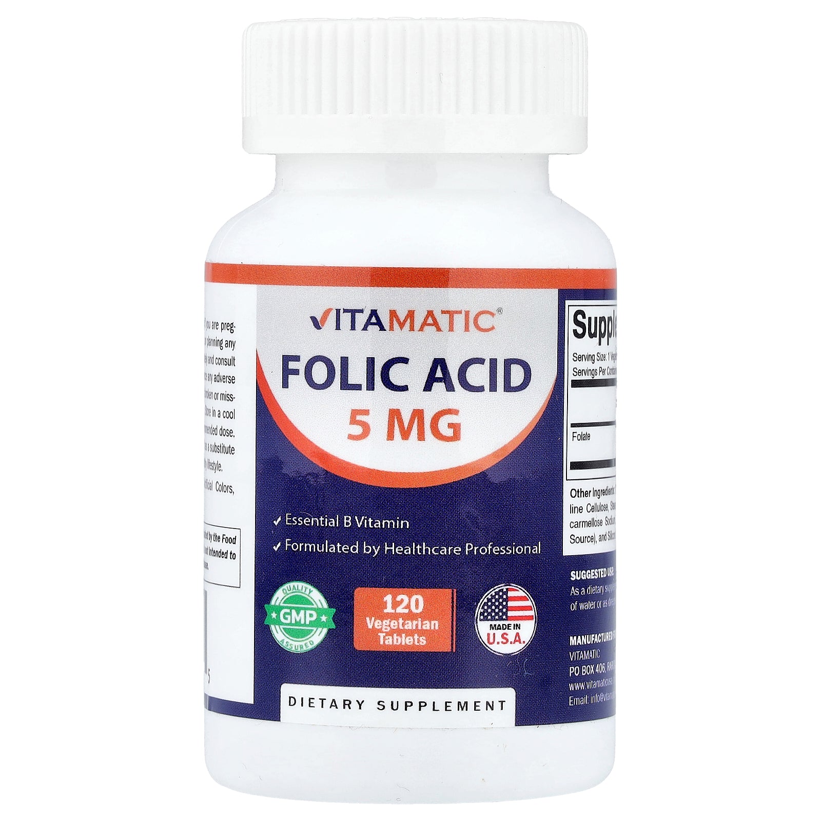 Vitamatic, Folic Acid, 120 Vegetarian Tablets (8,333 mcg per Tablet)