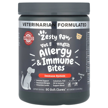 Zesty Paws, Vet Strength Allergy & Immune Bites, For Dogs, All Ages, Smoked Cheese, 90 Soft Chews, 12.6 oz (360 g)