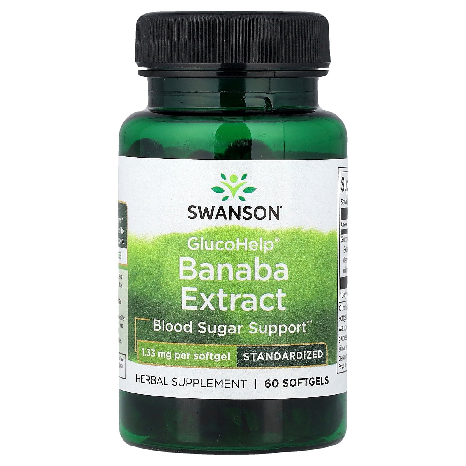 Swanson, GlucoHelp®, Banaba Extract, Standardized, 1.33 mg, 60 Softgels