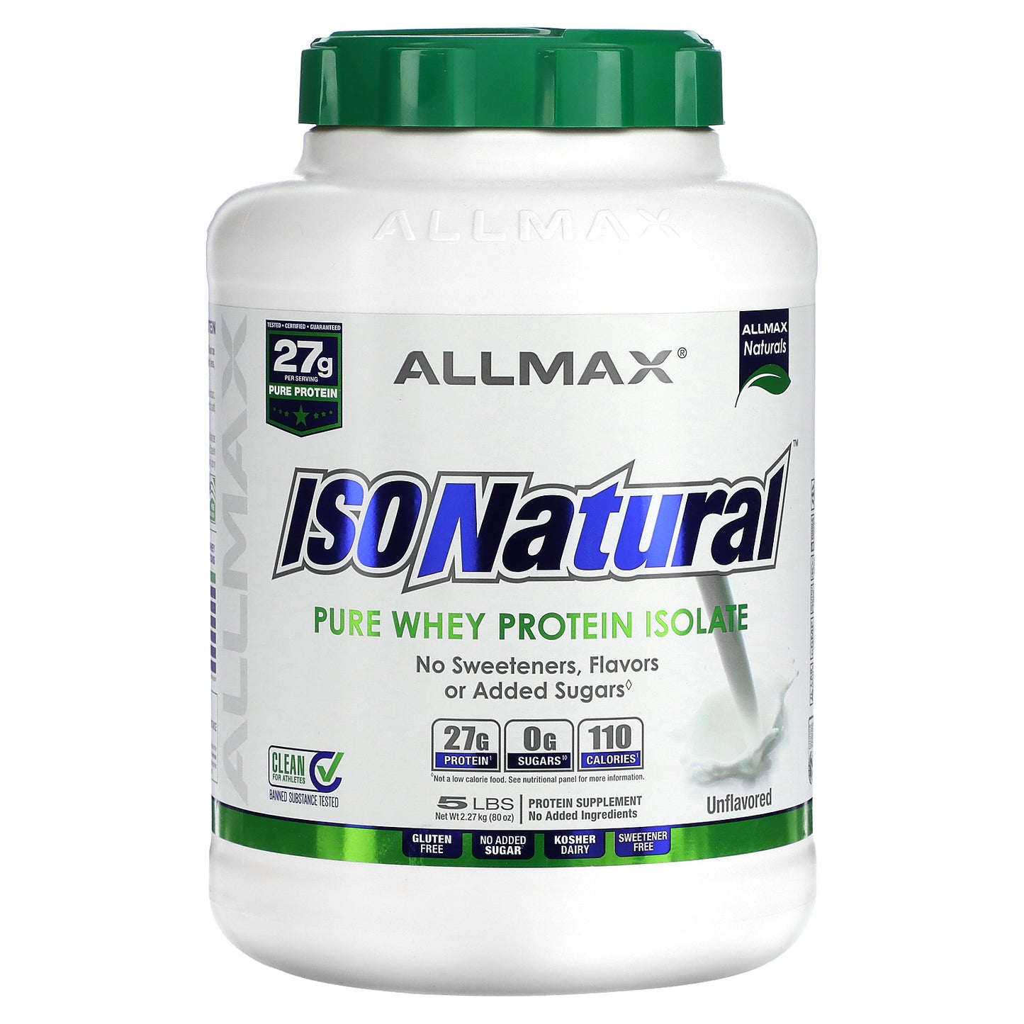 ALLMAX, ISONatural™, Pure Whey Protein Isolate, Unflavored, 5 lbs (2.27 kg)