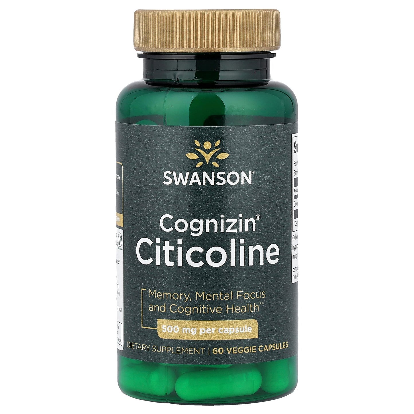Swanson, Cognizin® Citicoline, 60 Veggie Capsules (500 mg per Capsule)