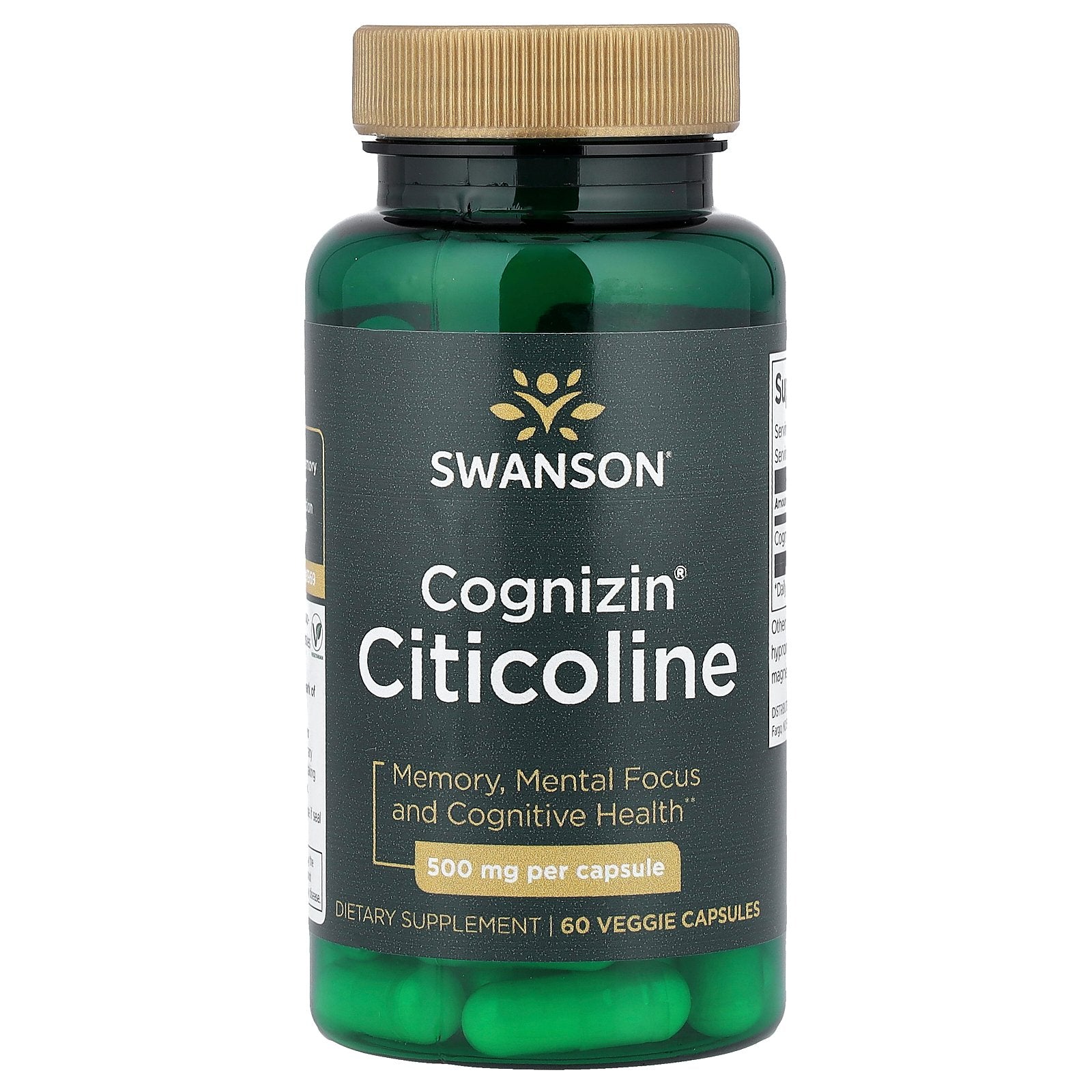 Swanson, Cognizin® Citicoline, 60 Veggie Capsules (500 mg per Capsule)