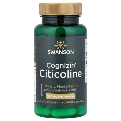 Swanson, Cognizin® Citicoline, 60 Veggie Capsules (500 mg per Capsule)