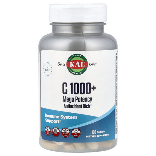 KAL, C 1000+, Mega Potency, 100 Tablets