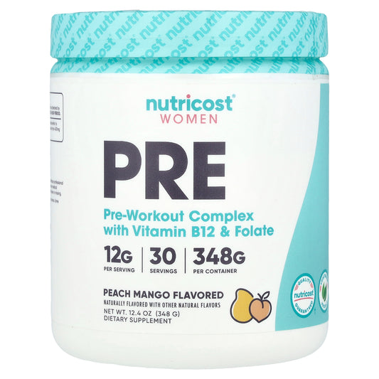 Nutricost, Women, Pre-Workout Complex With Vitamin B12 & Folate, Peach Mango, 12.4 oz (348 g)