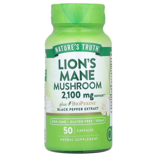 Nature's Truth, Lion's Mane Mushroom Plus BioPerine®, 2,100 mg, 50 Capsules