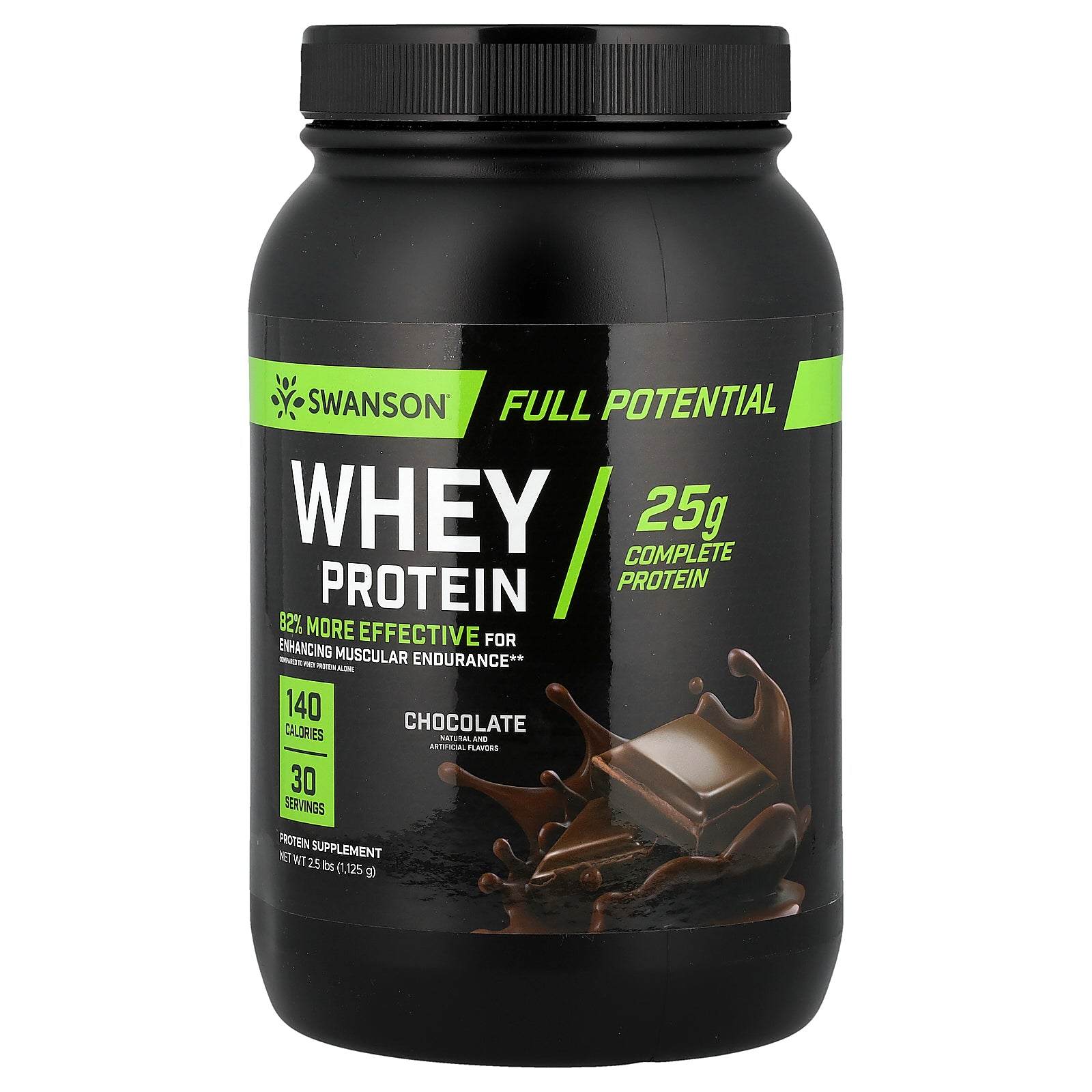 Swanson, Full Potential Whey Protein, Chocolate, 2.5 lbs (1,125 g)