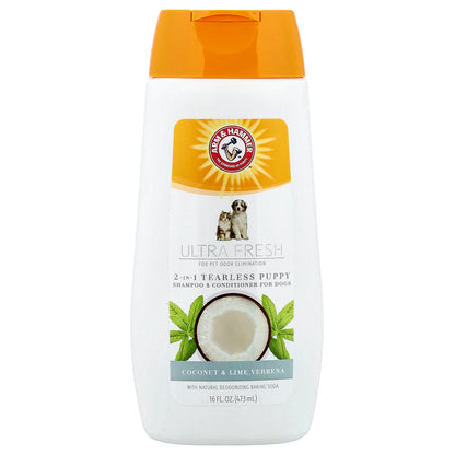 Arm & Hammer, Ultra Fresh,  2 In 1 Tearless Puppy Shampoo & Conditioner, For Dogs, Coconut & Lime Verbena, 16 fl oz (473 ml)