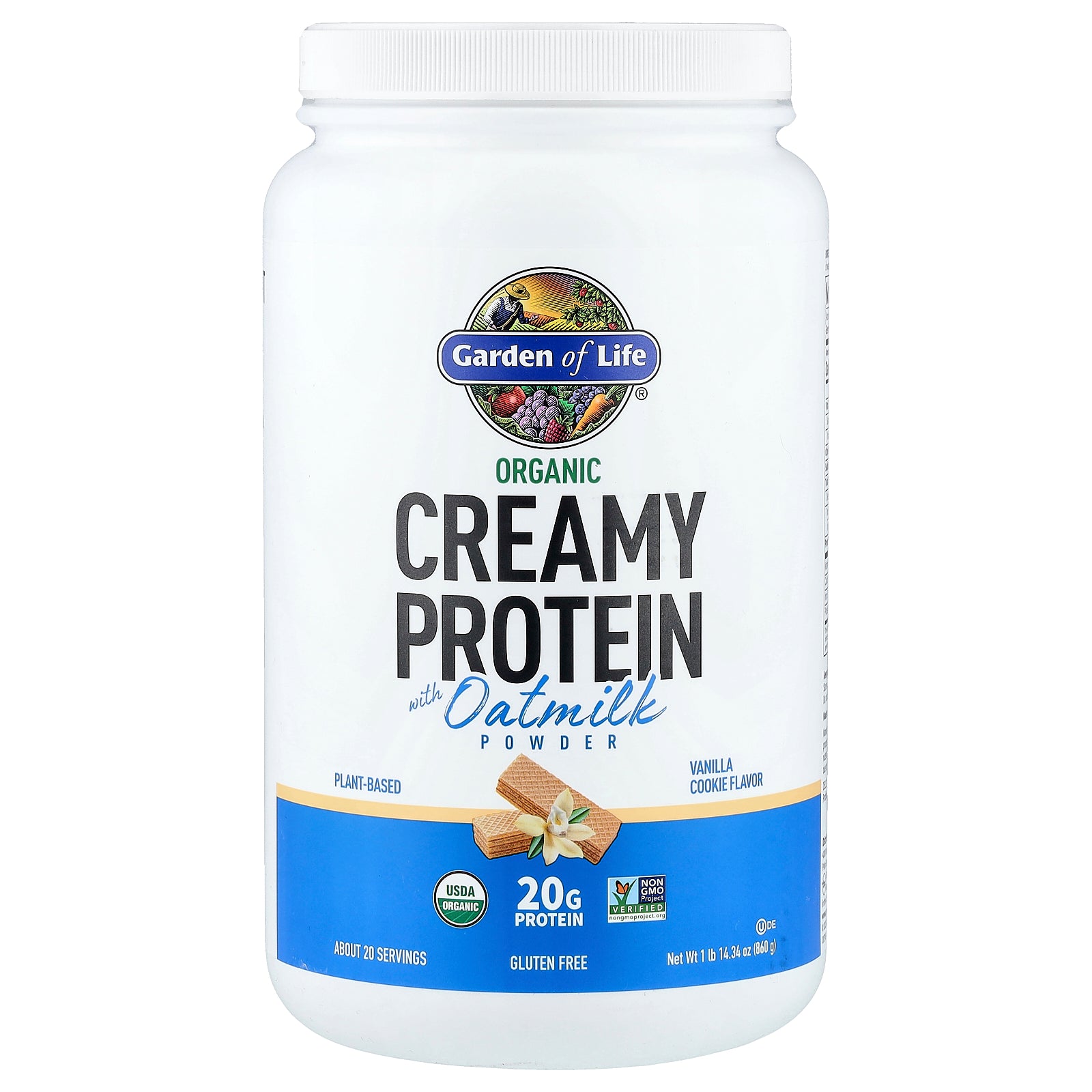 Garden of Life, Organic Creamy Protein with Oatmilk Powder, Vanilla Cookie, 1 lb 14.34 oz (860 g)