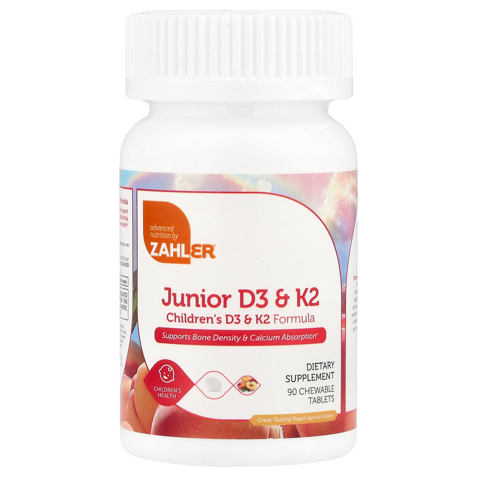 Zahler, Junior D3 & K2, Peach Apricot , 90 Chewable Tablets