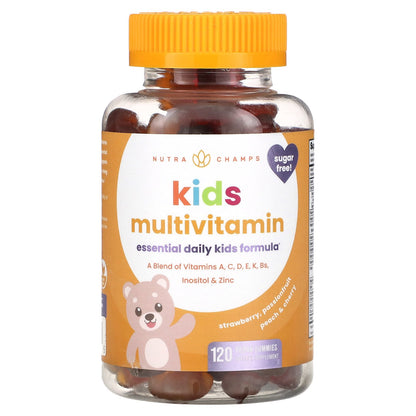 NutraChamps, Kids Multivitamin, Strawberry, Passionfruit, Peach & Cherry, 120 Vegan Gummies