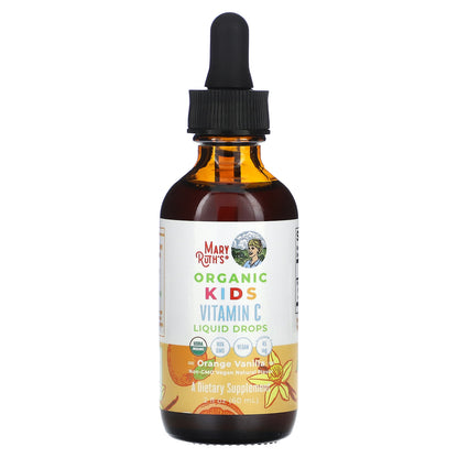 MaryRuth's, Organic Kids Vitamin C Liquid Drops, 4-13 Years, Orange Vanilla, 45 mg, 2 fl oz (60 ml)
